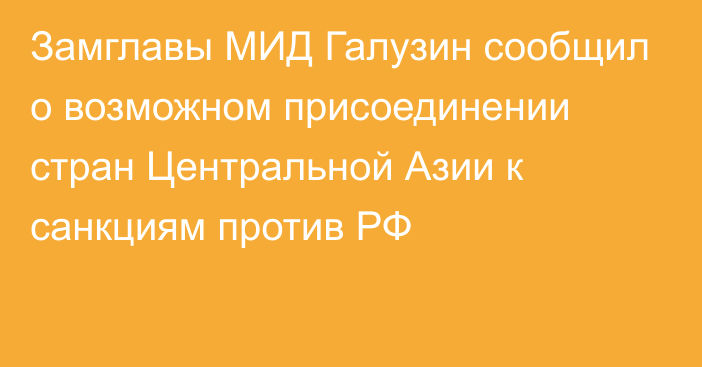 Замглавы МИД Галузин сообщил о возможном присоединении стран Центральной Азии к санкциям против РФ