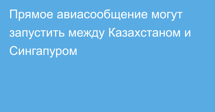 Прямое авиасообщение могут запустить между Казахстаном и Сингапуром