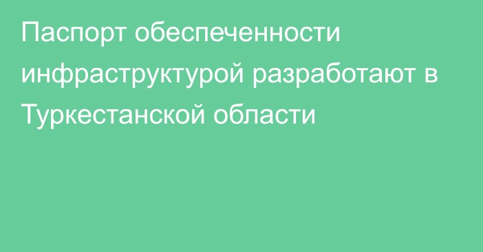 Паспорт обеспеченности инфраструктурой разработают в Туркестанской области