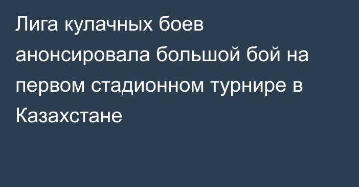 Лига кулачных боев анонсировала большой бой на первом стадионном турнире в Казахстане