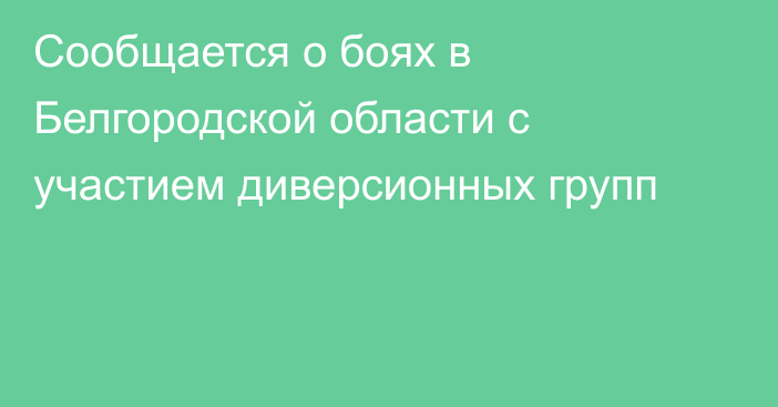 Сообщается о боях в Белгородской области с участием диверсионных групп