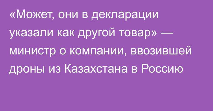 «Может, они в декларации указали как другой товар» — министр о компании, ввозившей дроны из Казахстана в Россию