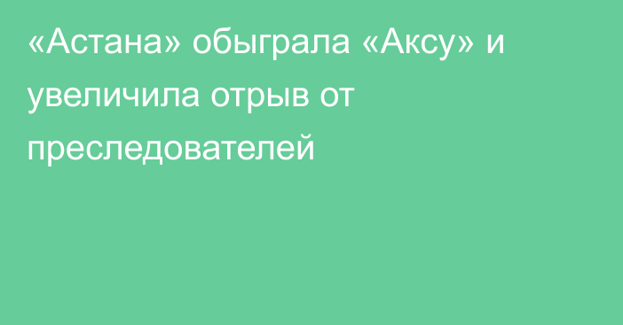 «Астана» обыграла «Аксу» и увеличила отрыв от преследователей