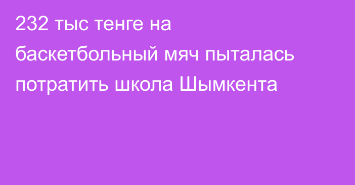 232 тыс тенге на баскетбольный мяч пыталась потратить школа Шымкента