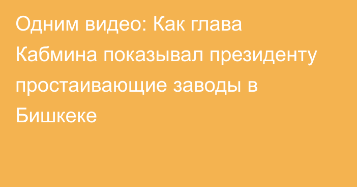 Одним видео: Как глава Кабмина показывал президенту простаивающие заводы в Бишкеке