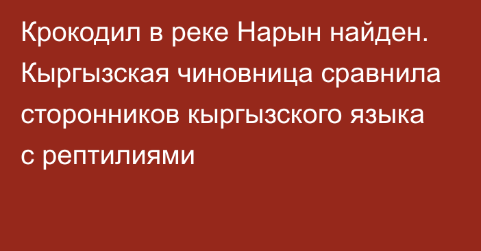 Крокодил в реке Нарын найден. Кыргызская чиновница сравнила сторонников кыргызского языка с рептилиями