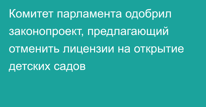 Комитет парламента одобрил законопроект, предлагающий отменить лицензии на открытие детских садов