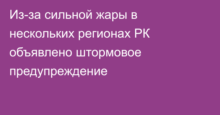 Из-за сильной жары в нескольких регионах РК объявлено штормовое предупреждение