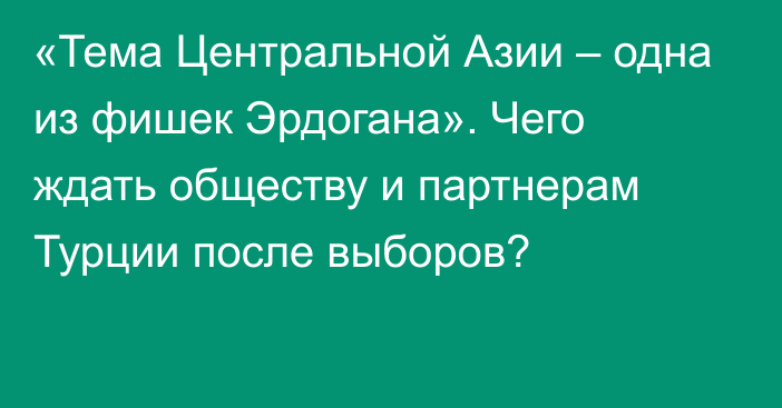 «Тема Центральной Азии – одна из фишек Эрдогана». Чего ждать обществу и партнерам Турции после выборов?