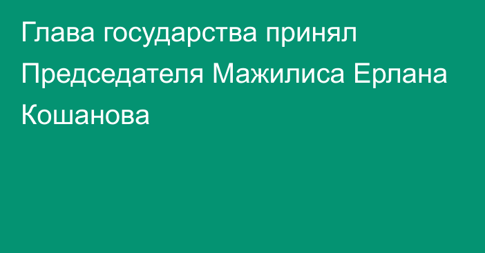 Глава государства принял Председателя Мажилиса Ерлана Кошанова