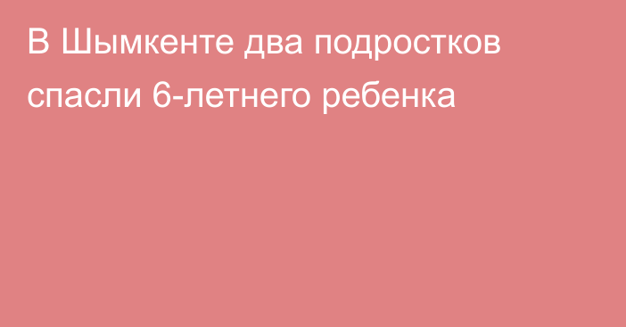 В Шымкенте два подростков спасли 6-летнего ребенка