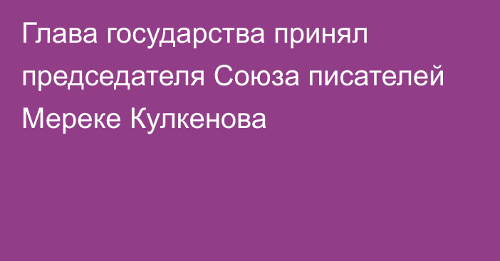 Глава государства принял председателя Союза писателей Мереке Кулкенова