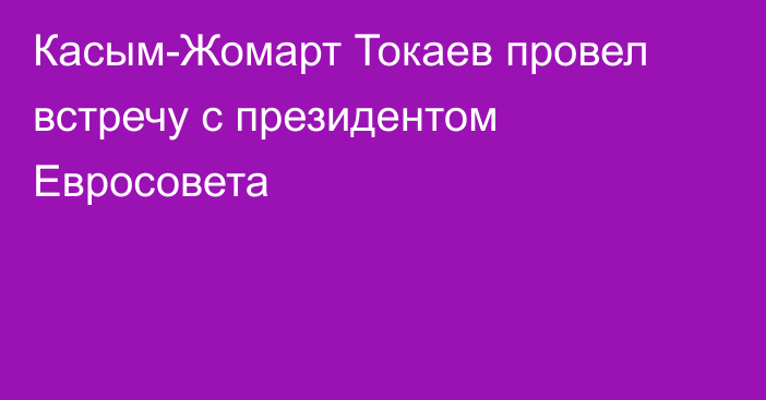 Касым-Жомарт Токаев провел встречу с президентом Евросовета