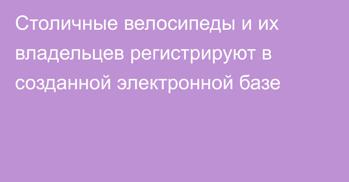 Столичные велосипеды и их владельцев регистрируют в созданной электронной базе