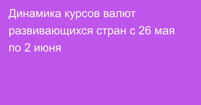 Динамика курсов валют развивающихся стран с 26 мая по 2 июня