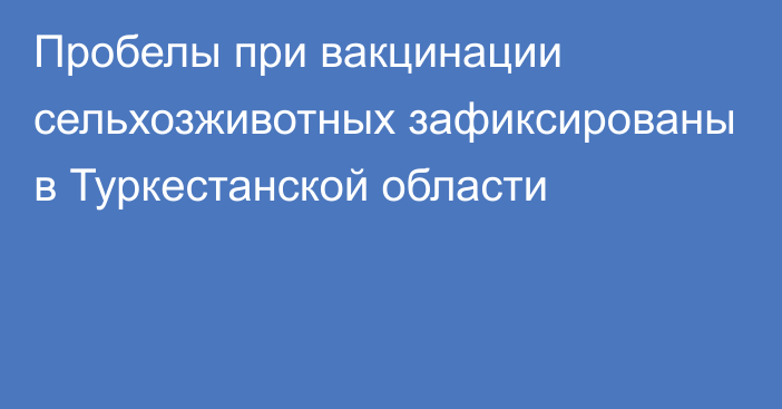 Пробелы при вакцинации сельхозживотных зафиксированы в Туркестанской области