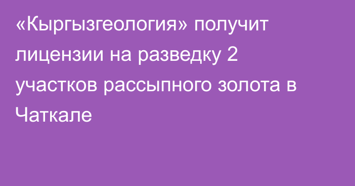 «Кыргызгеология» получит лицензии на разведку 2 участков рассыпного золота в Чаткале