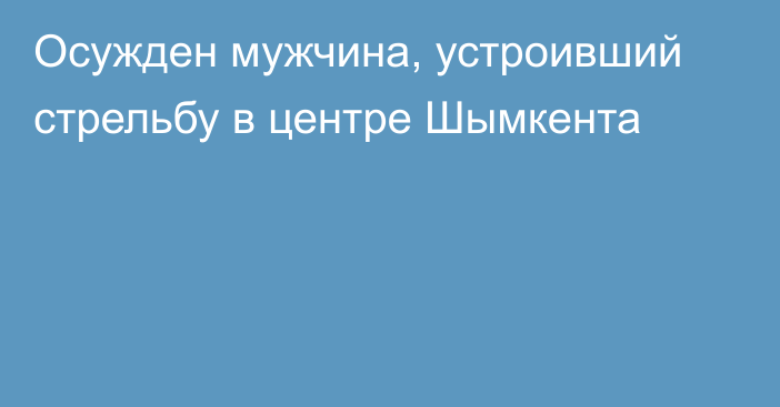 Осужден мужчина, устроивший стрельбу в центре Шымкента