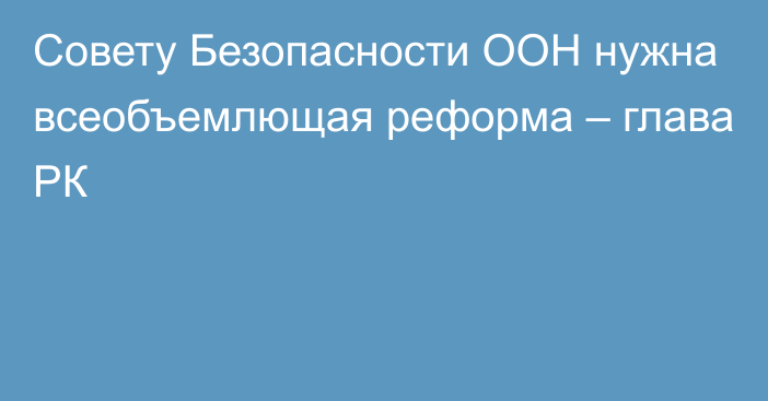 Совету Безопасности ООН нужна всеобъемлющая реформа – глава РК