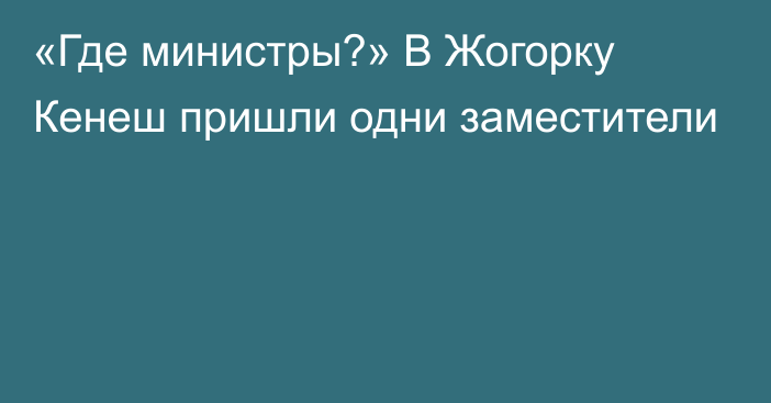 «Где министры?» В Жогорку Кенеш пришли одни заместители