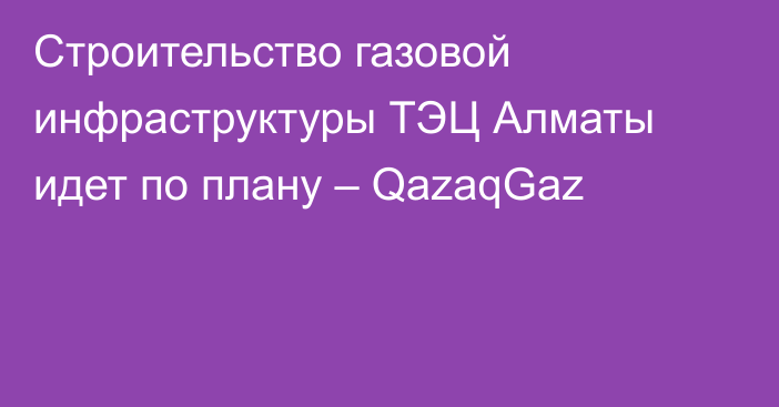 Строительство газовой инфраструктуры ТЭЦ Алматы идет по плану – QazaqGaz