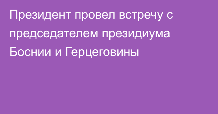 Президент провел встречу с председателем президиума Боснии и Герцеговины