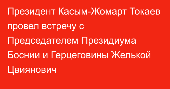 Президент Касым-Жомарт Токаев провел встречу с Председателем Президиума Боснии и Герцеговины Желькой Цвиянович