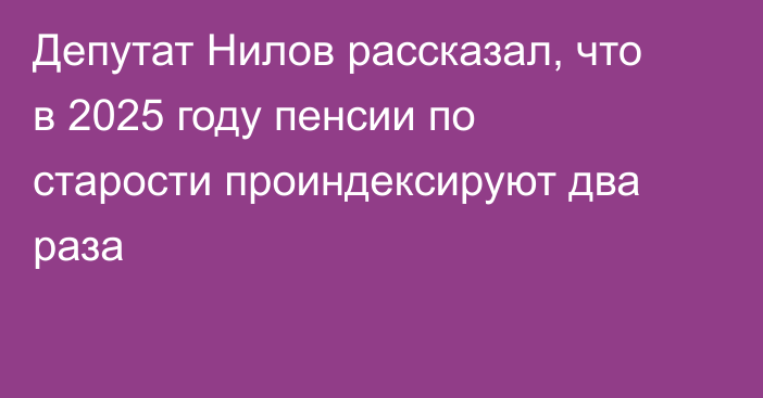 Депутат Нилов рассказал, что в 2025 году пенсии по старости проиндексируют два раза