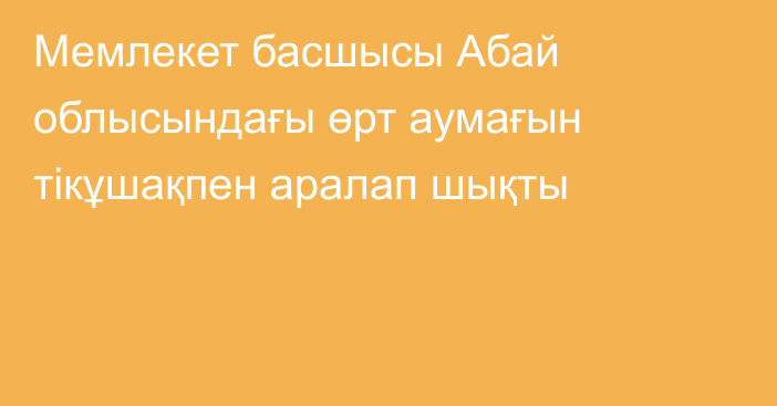 Мемлекет басшысы Абай облысындағы өрт аумағын тікұшақпен аралап шықты