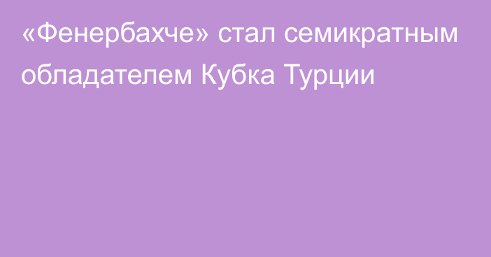 «Фенербахче» стал семикратным обладателем Кубка Турции