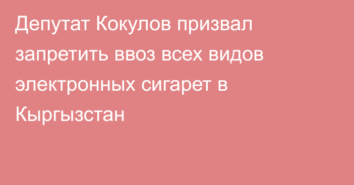 Депутат Кокулов призвал запретить ввоз всех видов электронных сигарет в Кыргызстан