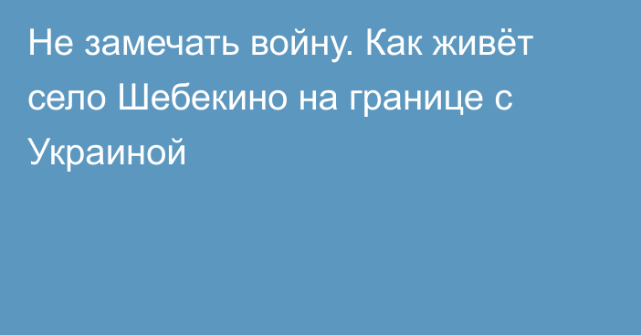 Не замечать войну. Как живёт село Шебекино на границе с Украиной