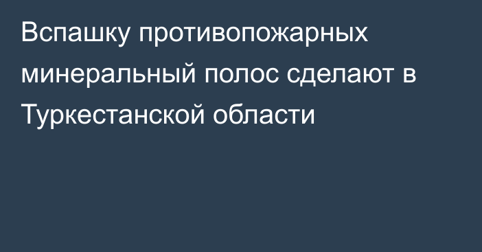 Вспашку противопожарных минеральный полос сделают в Туркестанской области