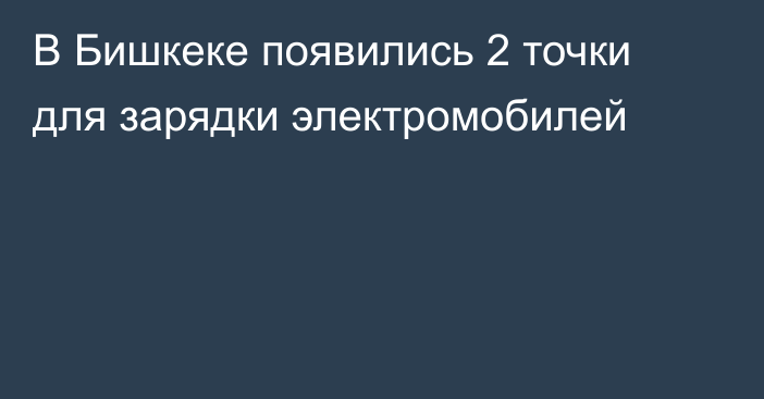 В Бишкеке появились 2 точки для зарядки электромобилей