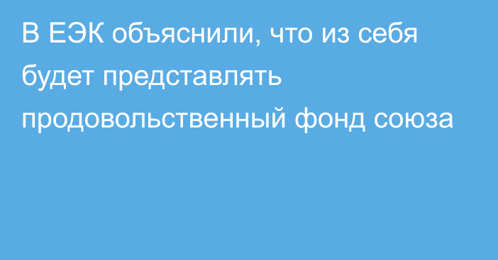 В ЕЭК объяснили, что из себя будет представлять продовольственный фонд союза