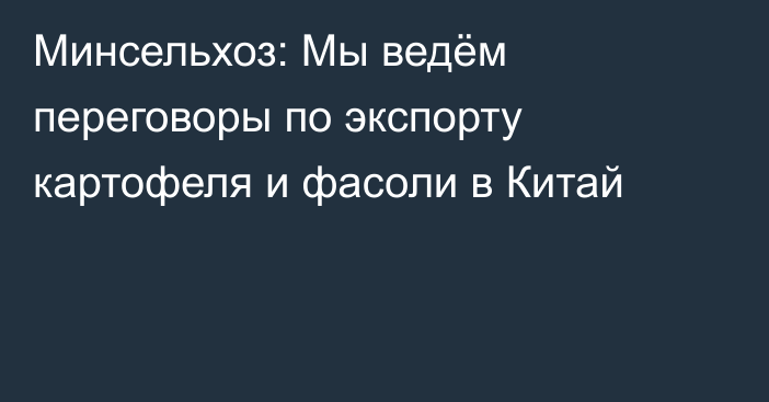 Минсельхоз: Мы ведём переговоры по экспорту картофеля и фасоли в Китай