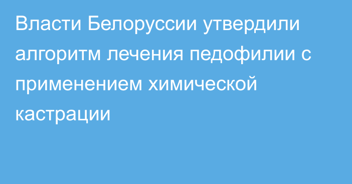 Власти Белоруссии утвердили алгоритм лечения педофилии с применением химической кастрации