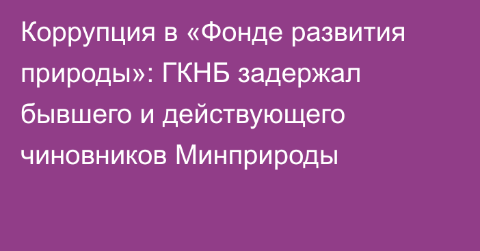 Коррупция в «Фонде развития природы»: ГКНБ задержал бывшего и действующего чиновников Минприроды