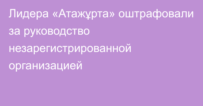 Лидера «Атажұрта» оштрафовали за руководство незарегистрированной организацией