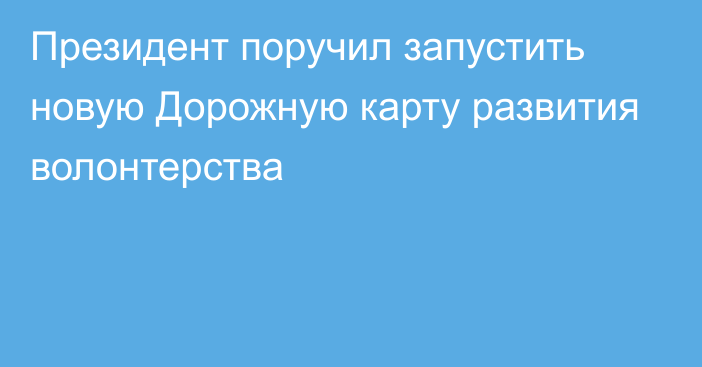 Президент поручил запустить новую Дорожную карту развития волонтерства