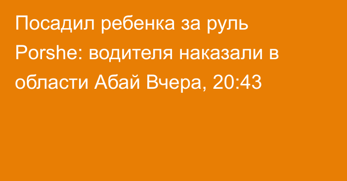 Посадил ребенка за руль Porshe: водителя наказали в области Абай
                Вчера, 20:43