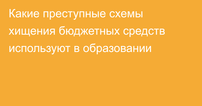 Какие преступные схемы хищения бюджетных средств используют в образовании