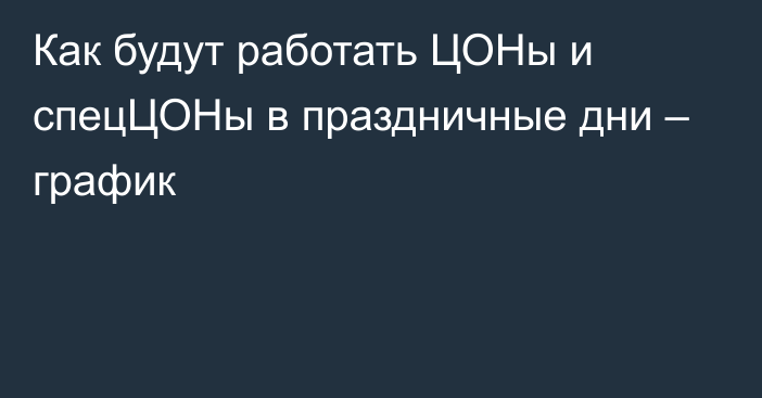 Как будут работать ЦОНы и спецЦОНы в праздничные дни – график