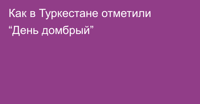 Как в Туркестане отметили “День домбрый”