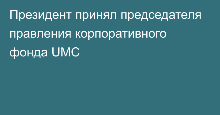 Президент принял председателя правления корпоративного фонда UMC