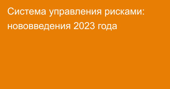 Система управления рисками: нововведения 2023 года