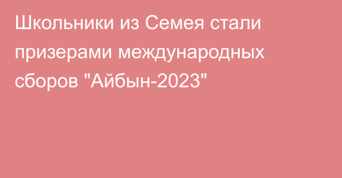 Школьники из Семея стали призерами международных сборов 