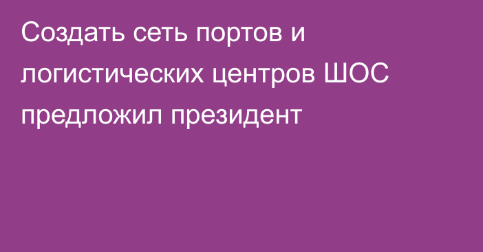 Создать сеть портов и логистических центров ШОС предложил президент