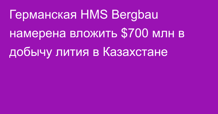 Германская HMS Bergbau намерена вложить $700 млн в добычу лития в Казахстане