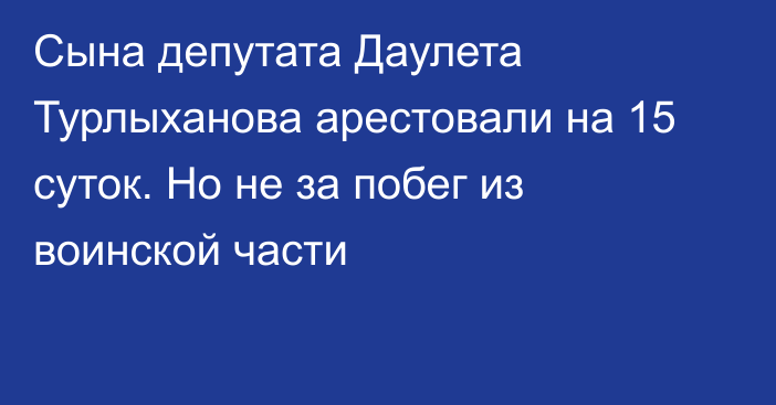 Сына депутата Даулета Турлыханова арестовали на 15 суток. Но не за побег из воинской части 